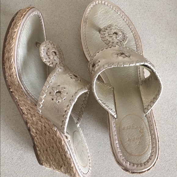 Jack Rogers Shoes - Jack Rogers gold wedge sandals